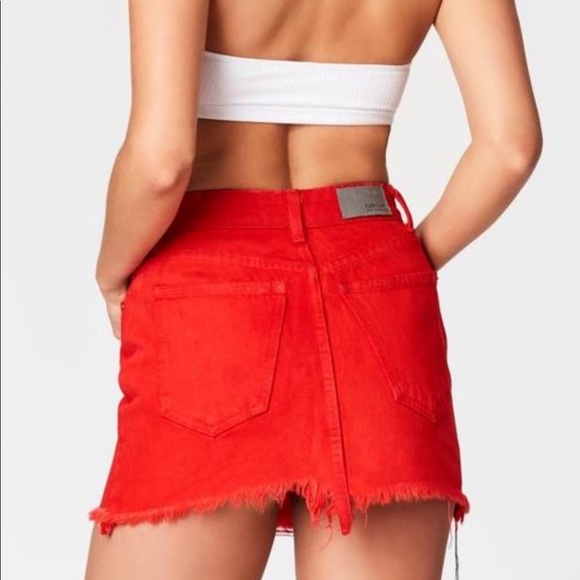 Carmar COLIN Red Double White Zipper Mini Skirt - Picture 3 of 8